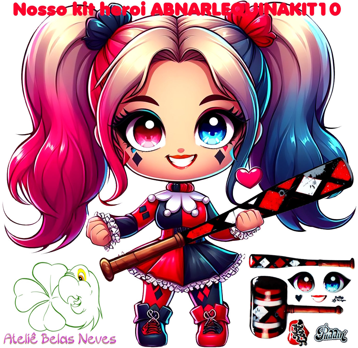 KIT RESINADOS Rostos e elementos ARLEQUINA ABNARLEQUINAKIT10