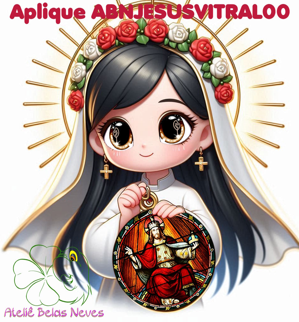 Apliques RESINADOS ABNIMAGENSVITRAIS JESUS DIVINO SAGRADA