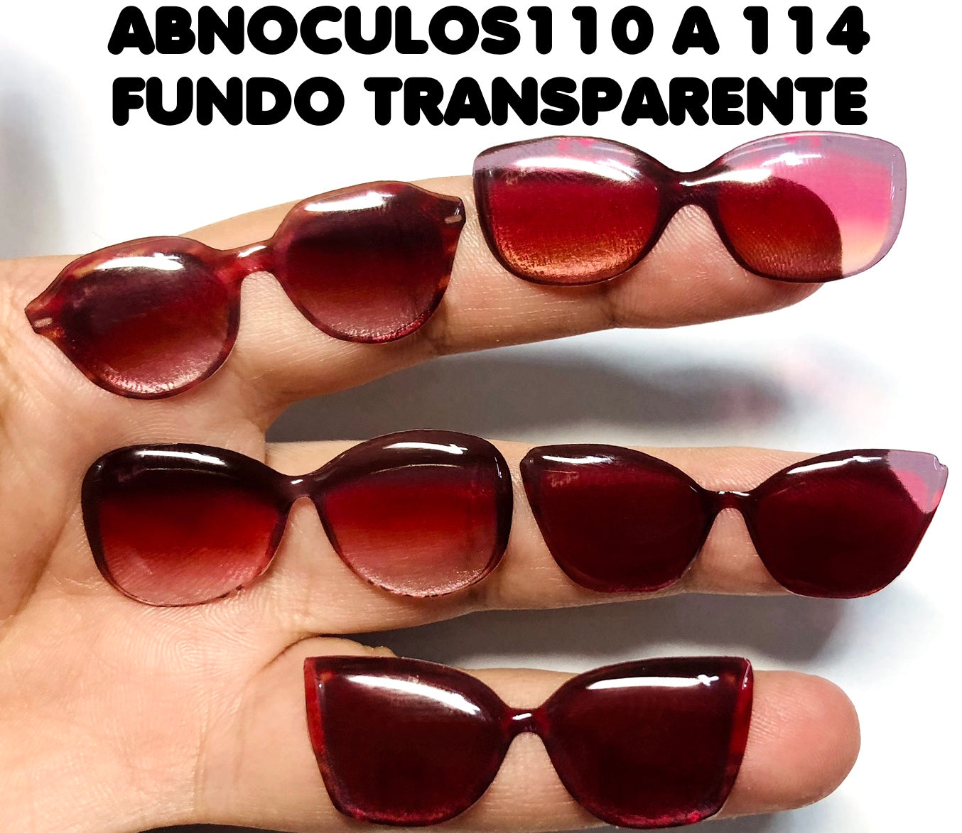 Oculos RESINADOS ESCUROS FUNDO TRANSPARENTE - ABNOCULOS110 A 114