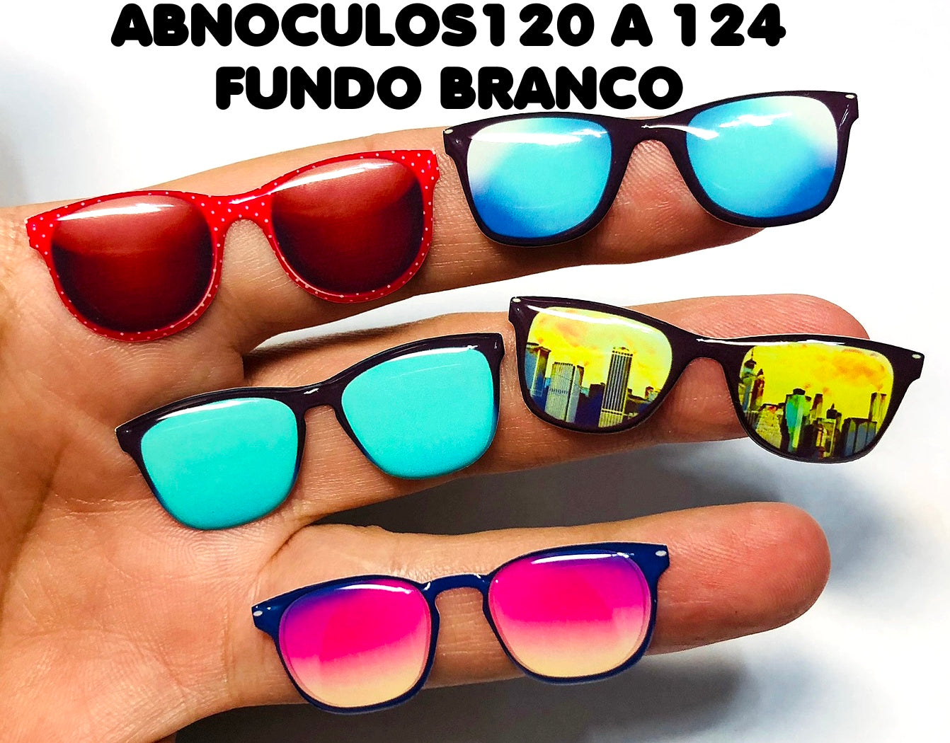 Oculos RESINADOS ESCUROS FUNDO BRANCO - ABNOCULOS120 A 124