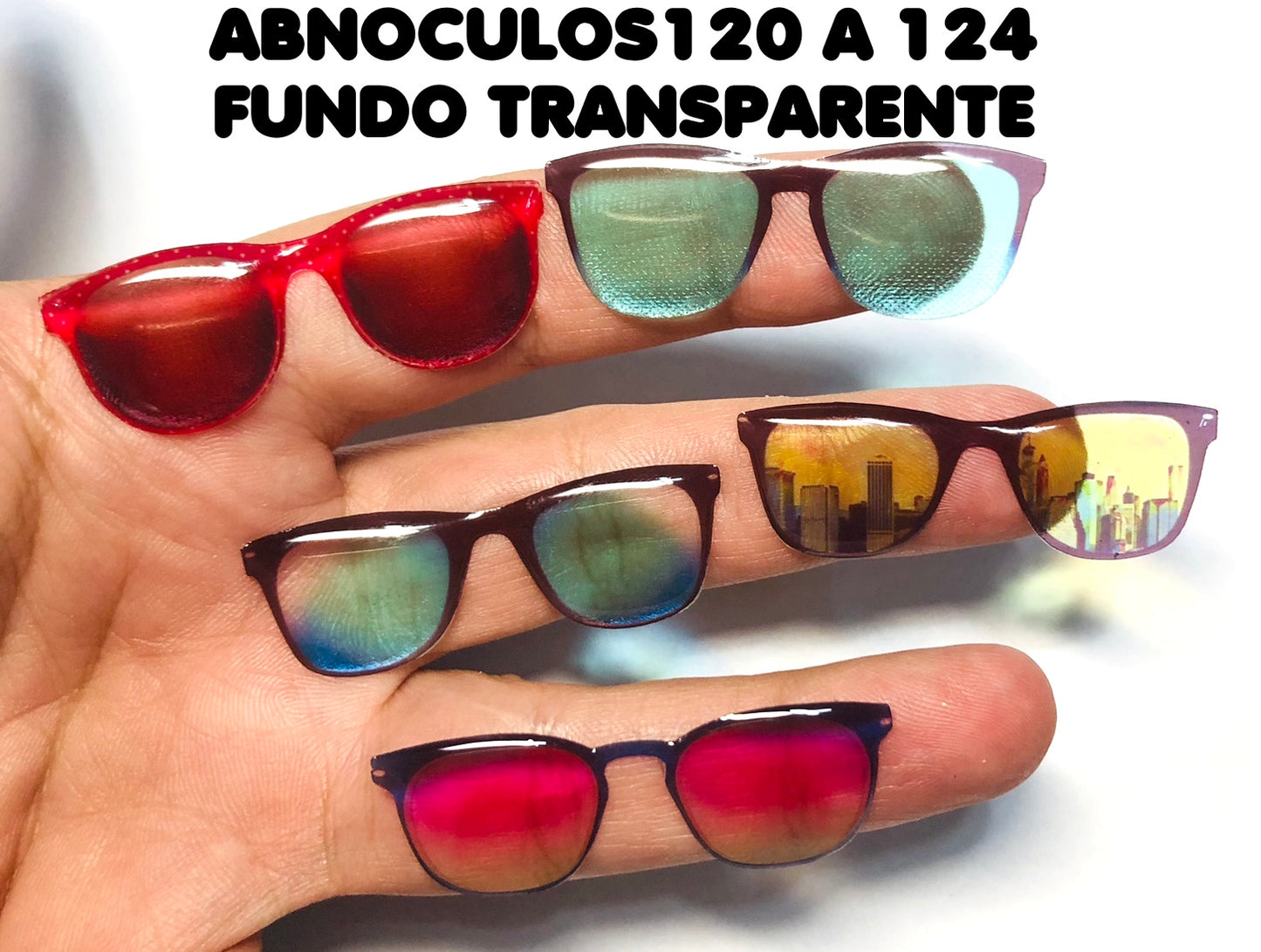 Oculos RESINADOS ESCUROS FUNDO TRANSPARENTE - ABNOCULOS120 A 124