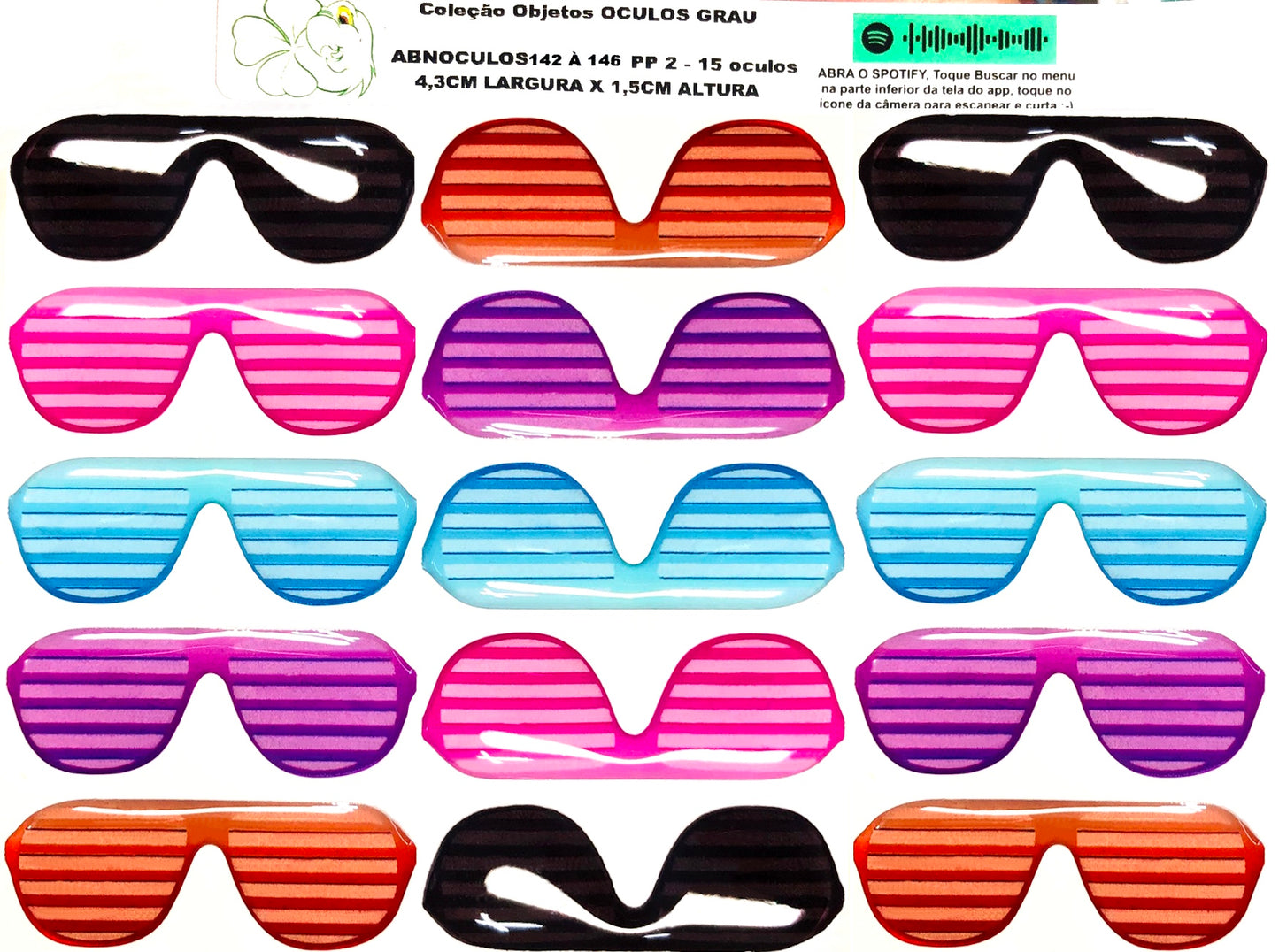 Oculos RESINADOS ESCUROS FUNDO TRANSPARENTE- ABNOCULOS142 A 146