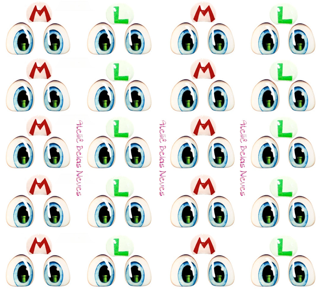 Olhos RESINADOS ABNPMARIOOLHOS MARIO BROS