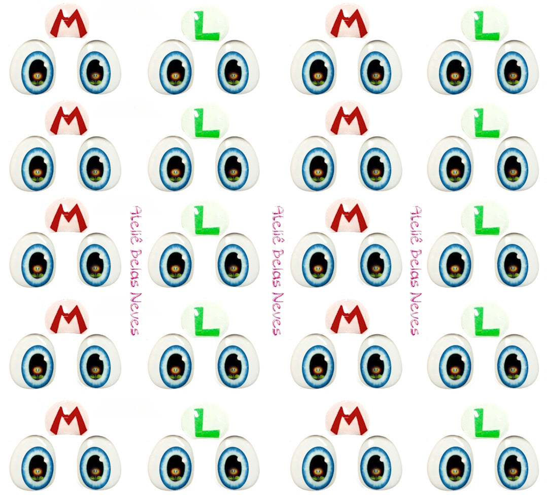Olhos RESINADOS ABNPMARIOOLHOS MARIO BROS