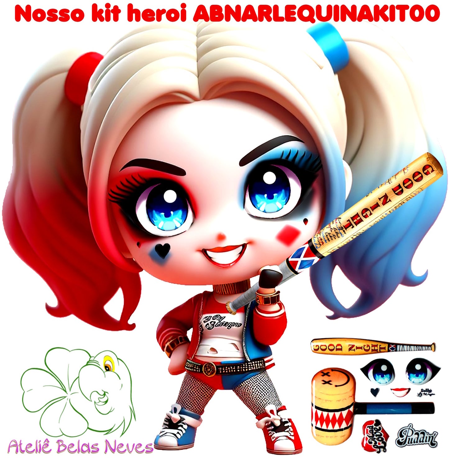KIT RESINADOS Rostos e elementos ARLEQUINA ABNARLEQUINAKIT00