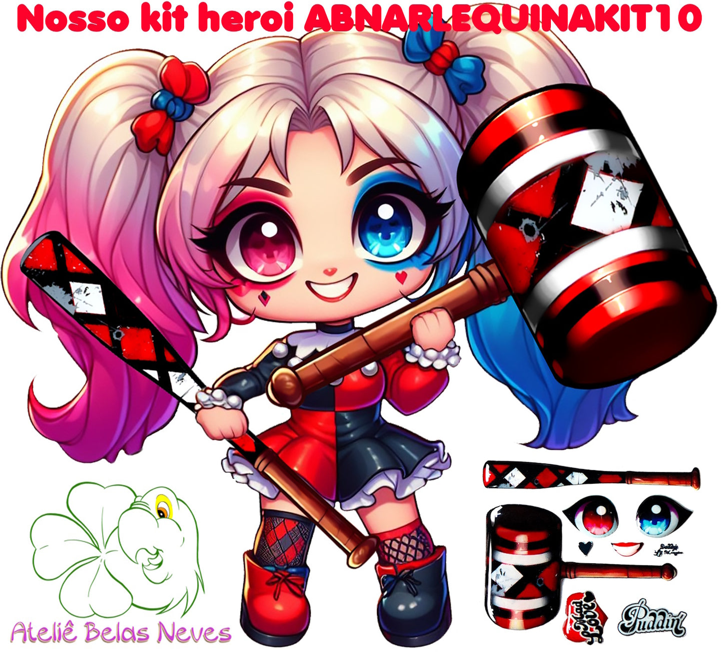 KIT RESINADOS Rostos e elementos ARLEQUINA ABNARLEQUINAKIT10