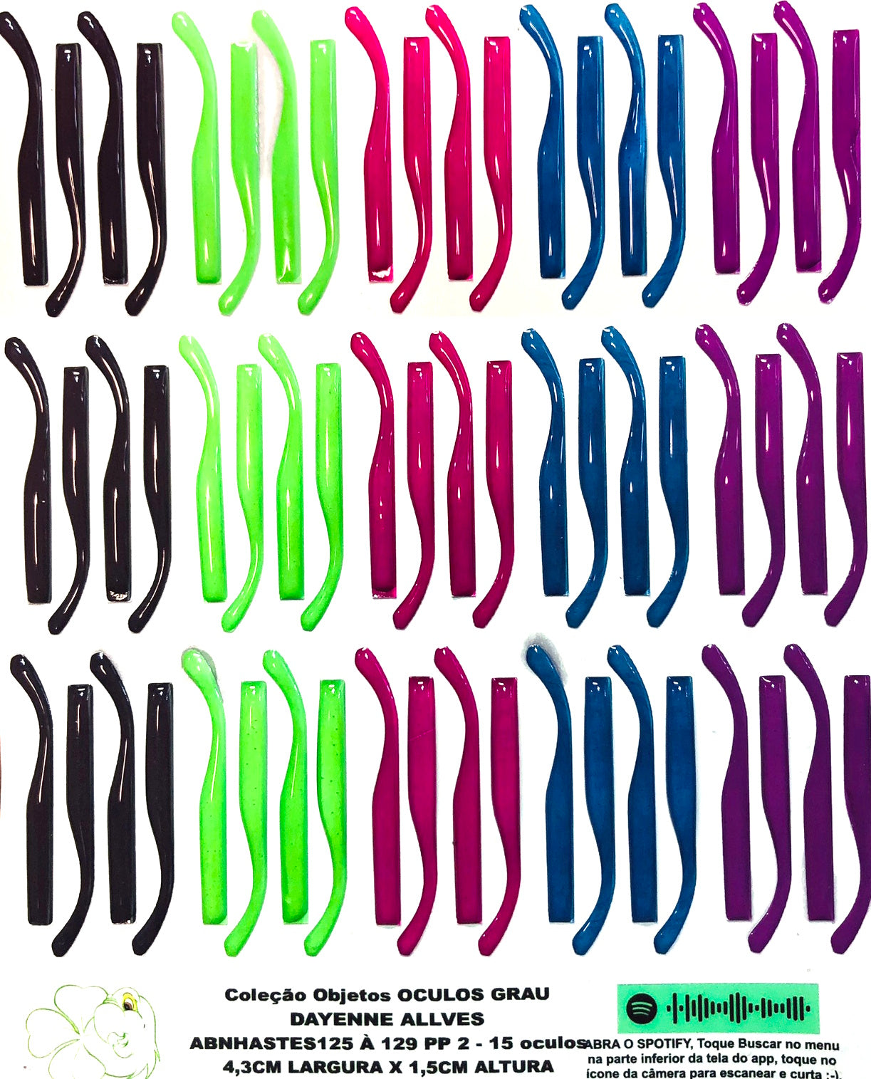 Oculos RESINADOS ESCUROS FUNDO TRANSPARENTE- ABNOCULOS125 A 129