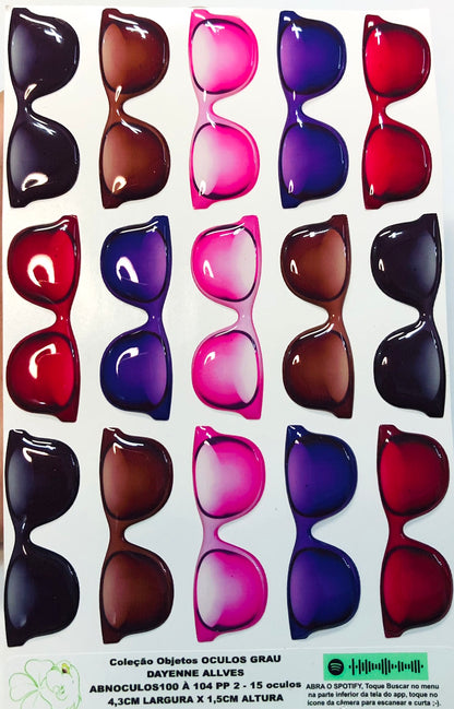 Oculos RESINADOS ESCUROS FUNDO TRANSPARENTE- ABNOCULOS100 A 104