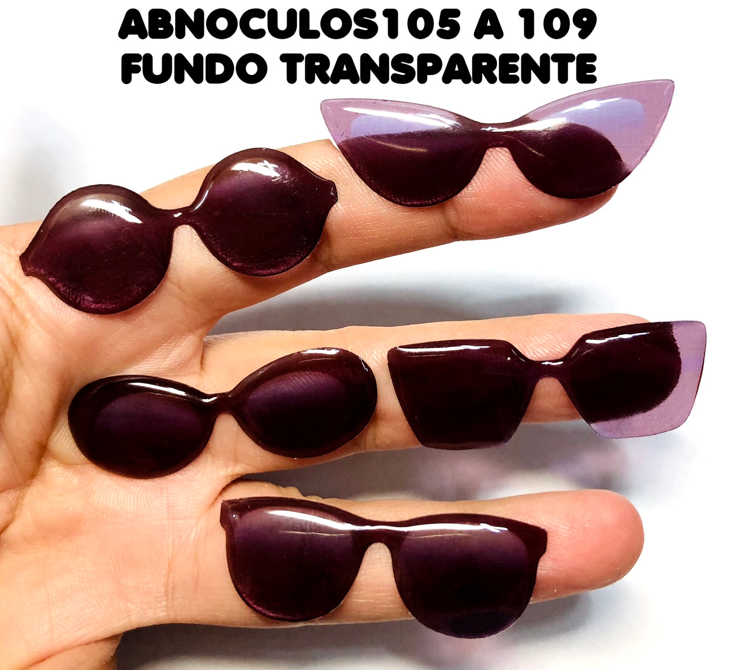 Oculos RESINADOS ESCUROS FUNDO TRANSPARENTE - ABNOCULOS105 A 109