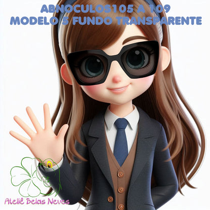 Oculos RESINADOS ESCUROS FUNDO TRANSPARENTE - ABNOCULOS105 A 109