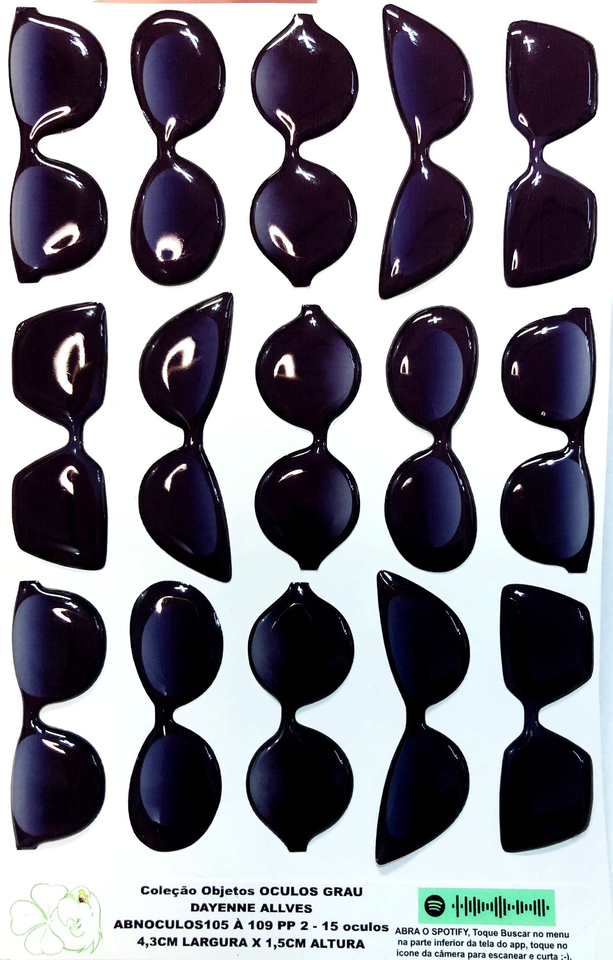 Oculos RESINADOS ESCUROS FUNDO BRANCO - ABNOCULOS105 A 109