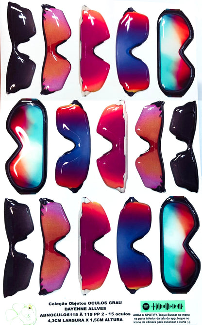 Oculos RESINADOS ESCUROS FUNDO TRANSPARENTE - ABNOCULOS115 A 119