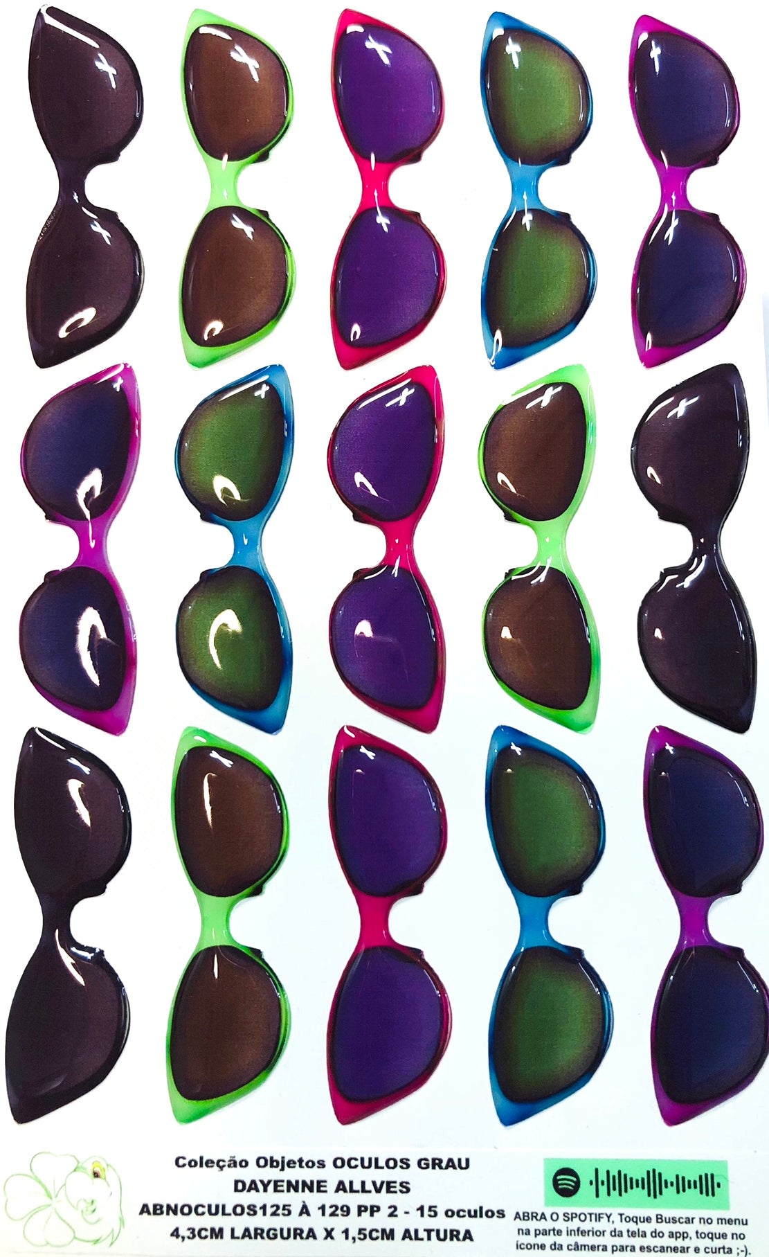 Oculos RESINADOS ESCUROS FUNDO TRANSPARENTE- ABNOCULOS125 A 129