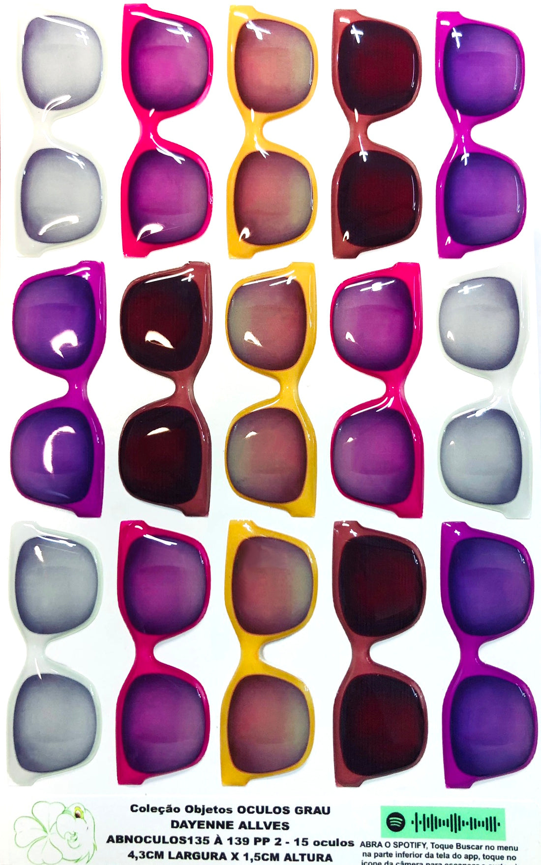 Oculos RESINADOS ESCUROS FUNDO BRANCO - ABNOCULOS135 A 139
