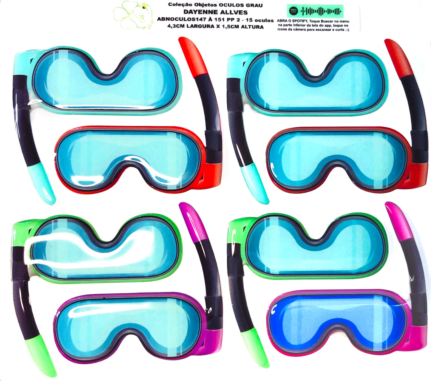 Oculos RESINADOS ESCUROS FUNDO TRANSPARENTE- ABNOCULOS147 A 151