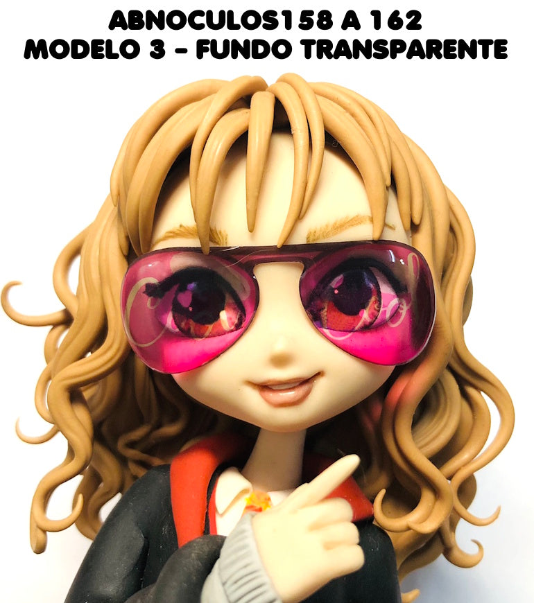Oculos RESINADOS ESCUROS FUNDO TRANSPARENTE - ABNOCULOS158 a 162