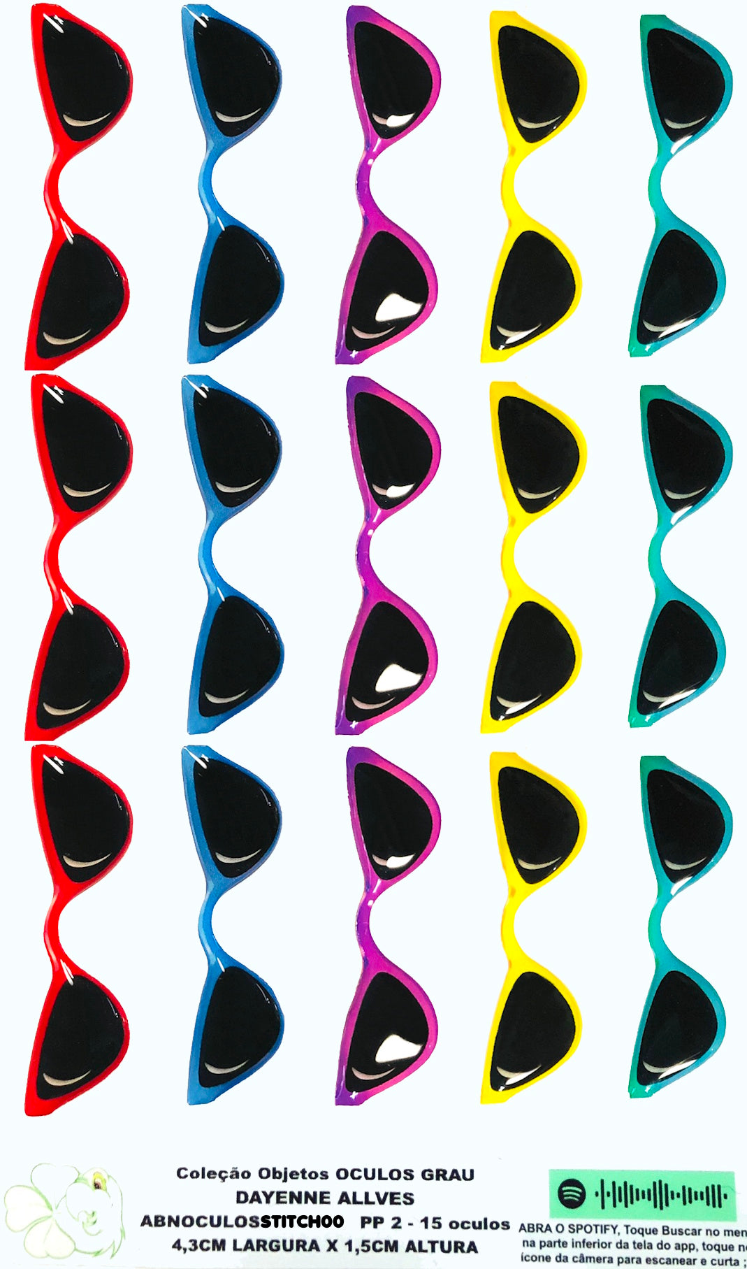 Oculos RESINADOS ESCUROS FUNDO BRANCO - ABNOCULOSSTITCH00