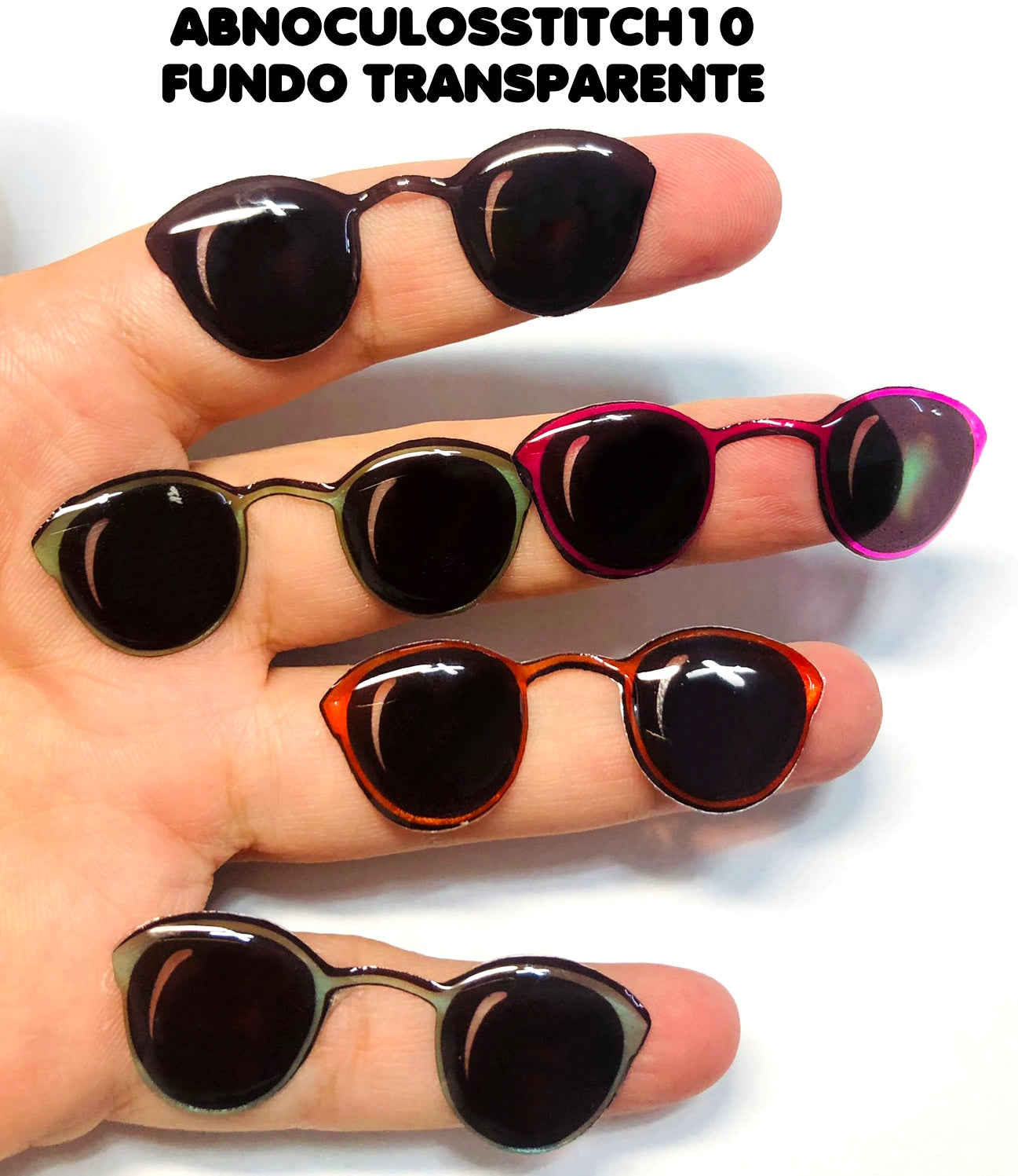 Oculos RESINADOS ESCUROS FUNDO TRANSPARENTE - ABNOCULOSSTITCH10