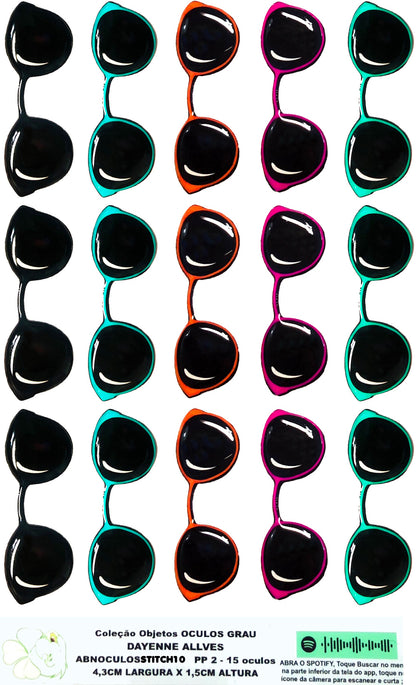 Oculos RESINADOS ESCUROS FUNDO TRANSPARENTE - ABNOCULOSSTITCH10