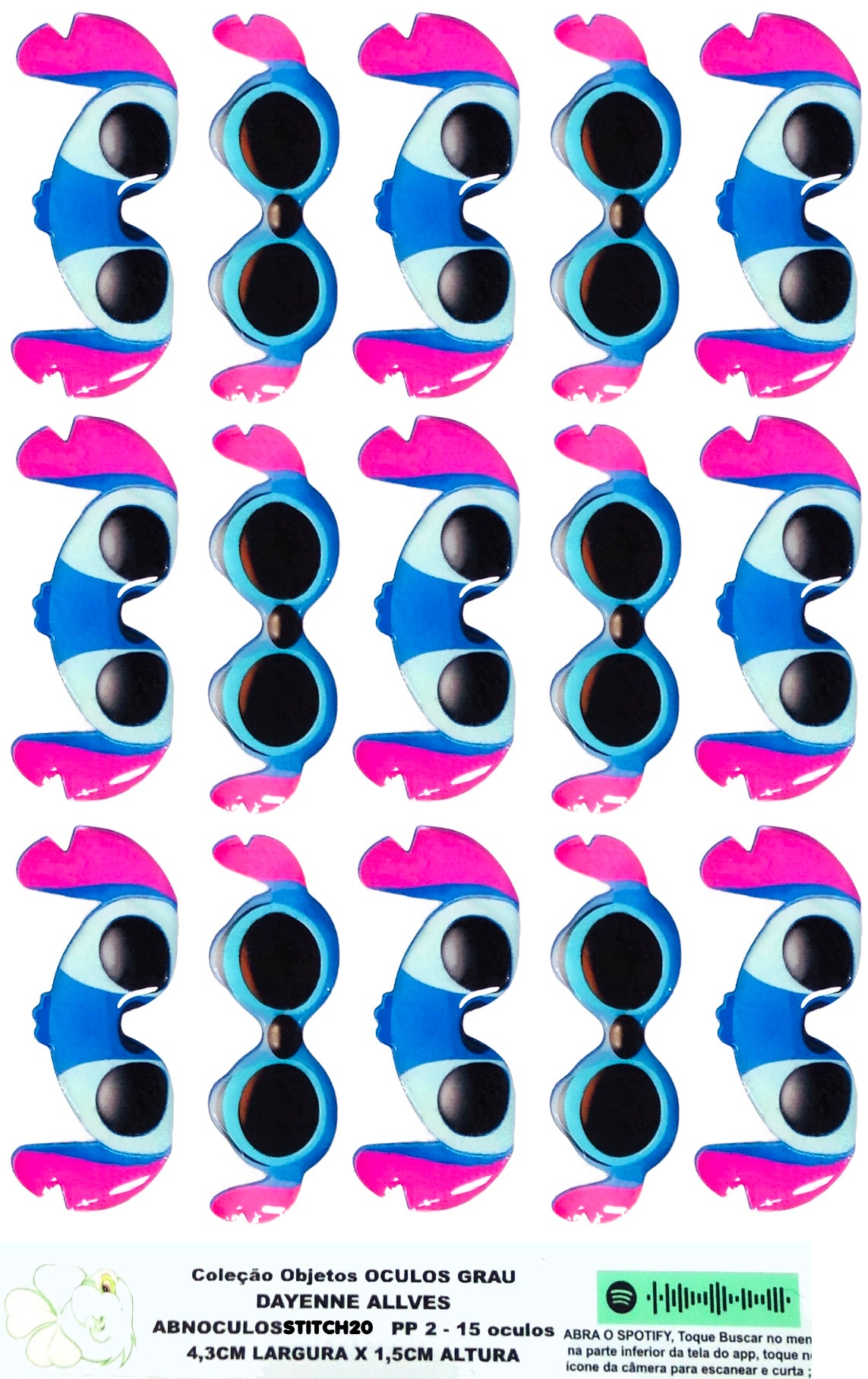 Oculos RESINADOS ESCUROS FUNDO BRANCO - ABNOCULOSSTITCH20