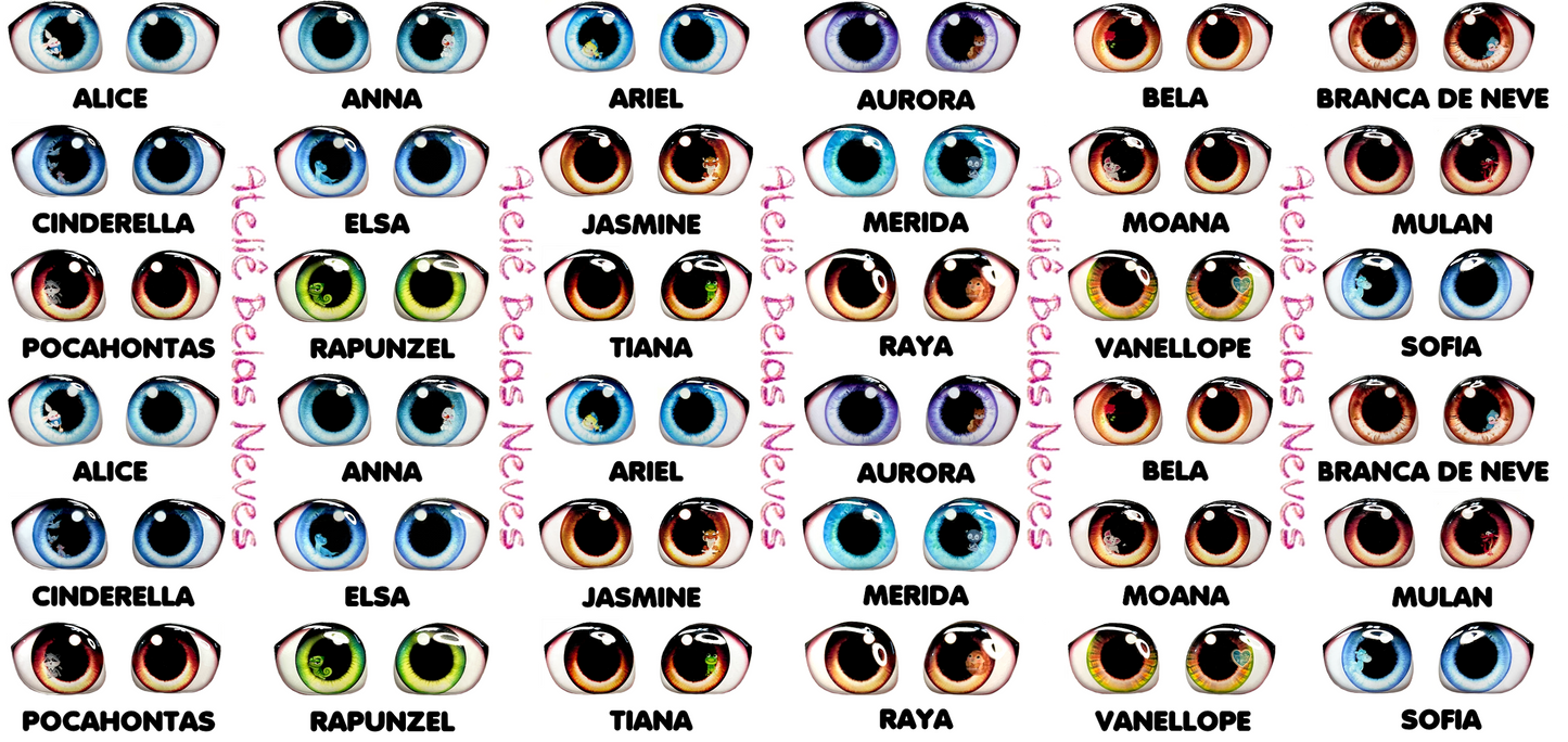 Olhos RESINADOS PRINCESAS ABNPRINCESASBABYOLHOS