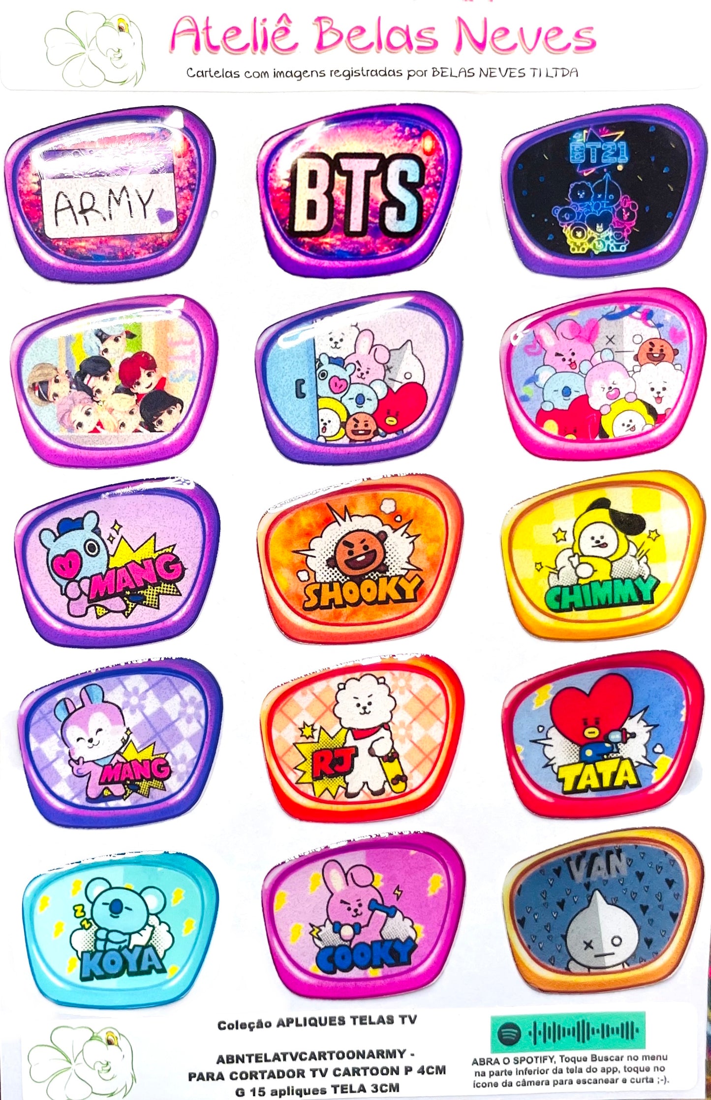 Apliques RESINADOS ABNTELASTVCARTOON - TV CARTOON